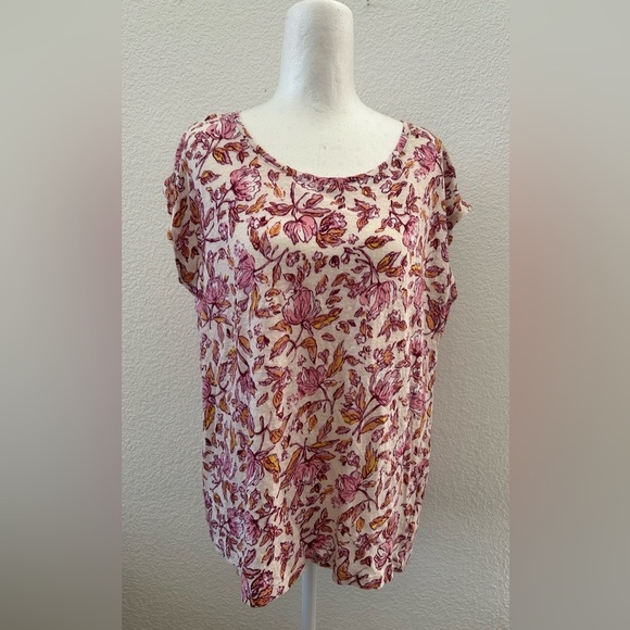 HAUTE HIPPIE Floral Print Women's Top size L 100% LINEN - Picture 1 of 5
